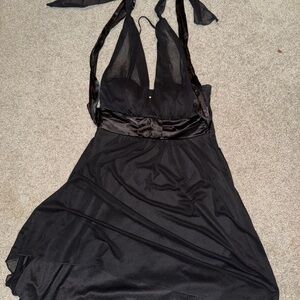 Elegant Black Halter Nightgown